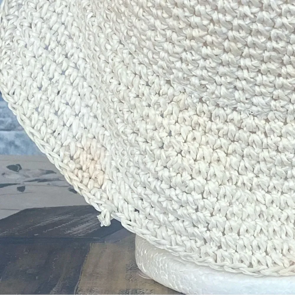 Vintage Woven Summer Hat Floppy Brim Embroidered 100% Woven Paper